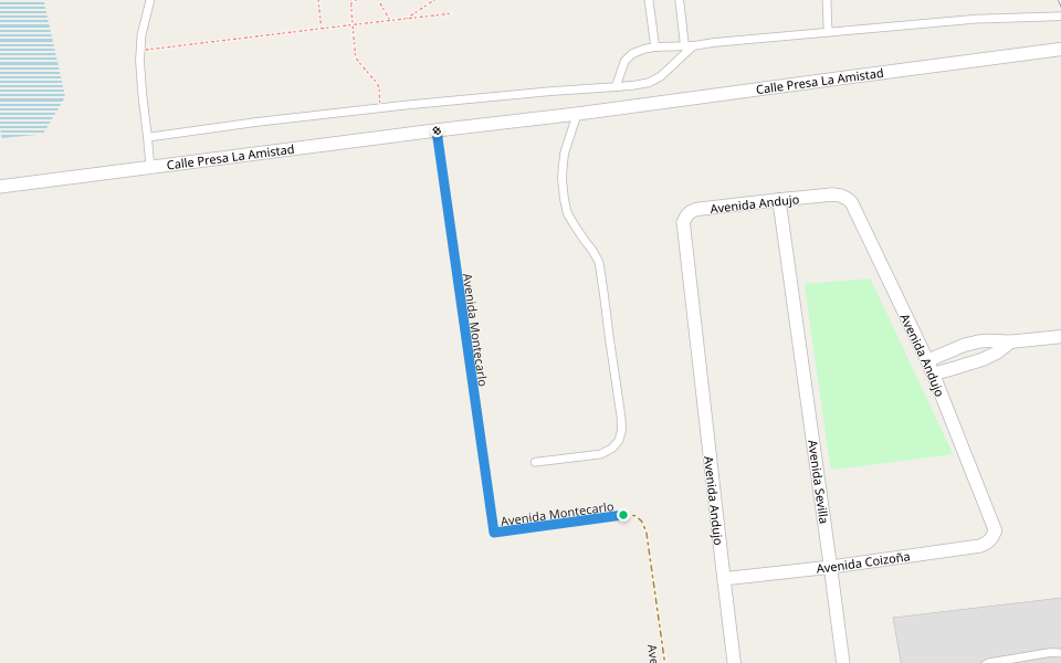 Avenida Montecarlo walking route map in Cuauhtémoc