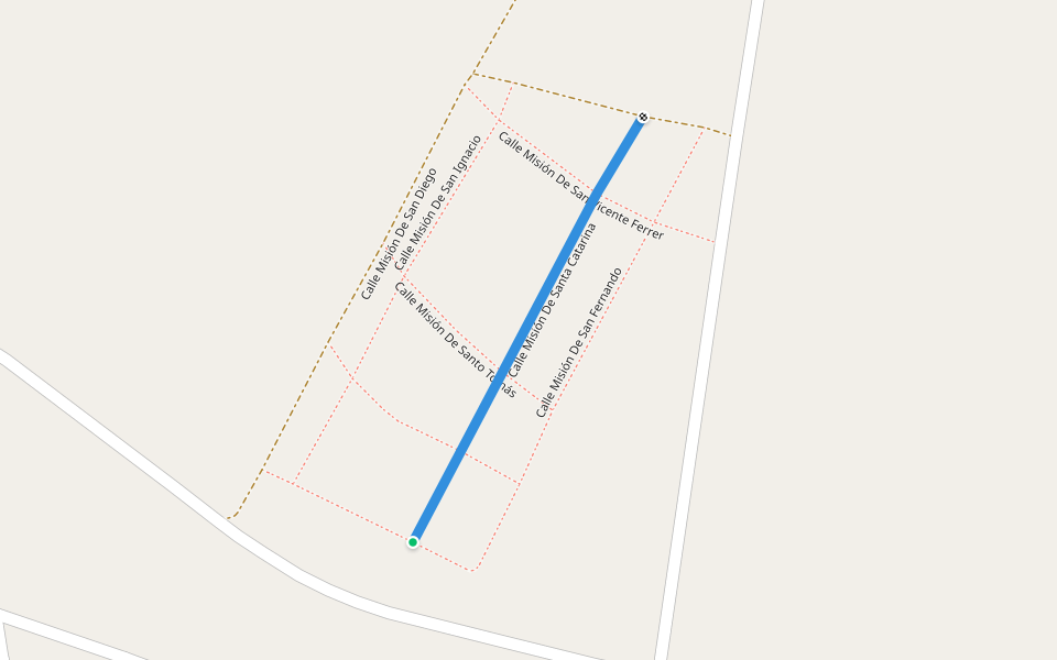 Calle Misión De Santa Catarina walking route map in Ruta de las Misiones