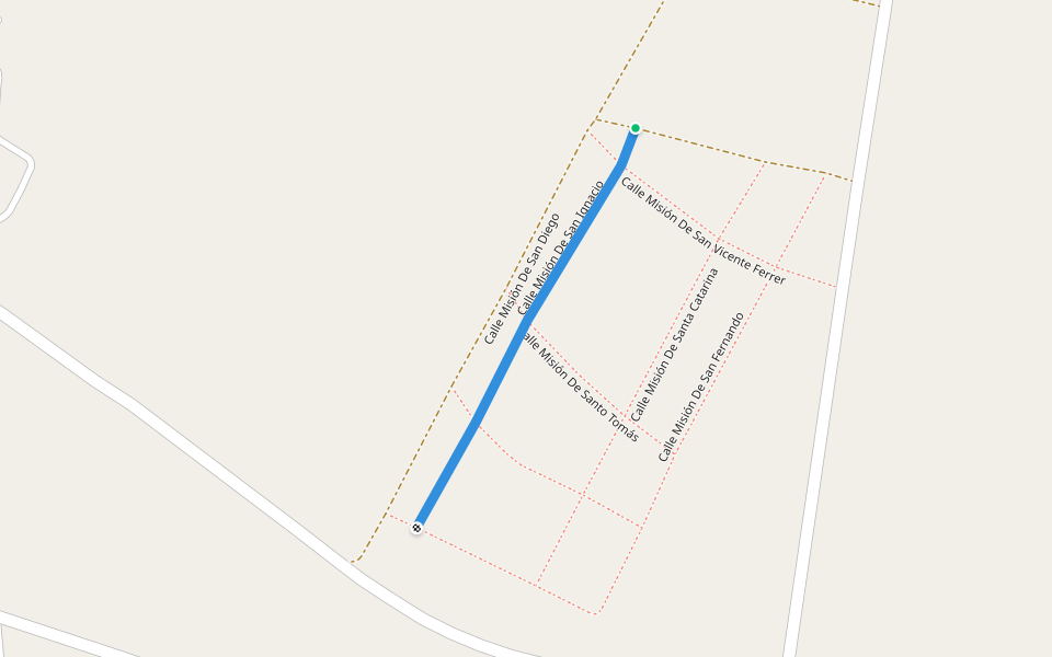 Calle Misión De San Ignacio walking route map in Ruta de las Misiones