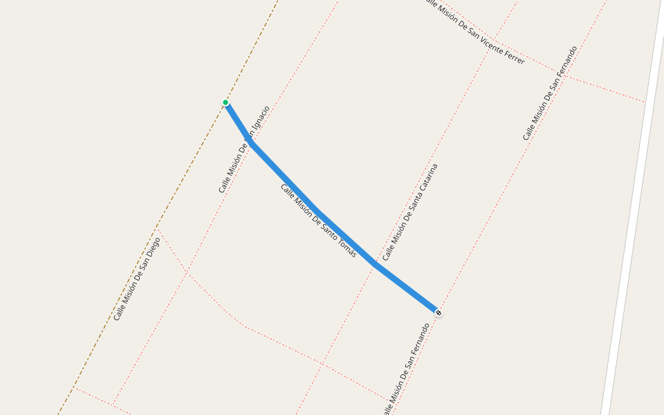 Calle Misión De Santo Tomás walking route map in Ruta de las Misiones