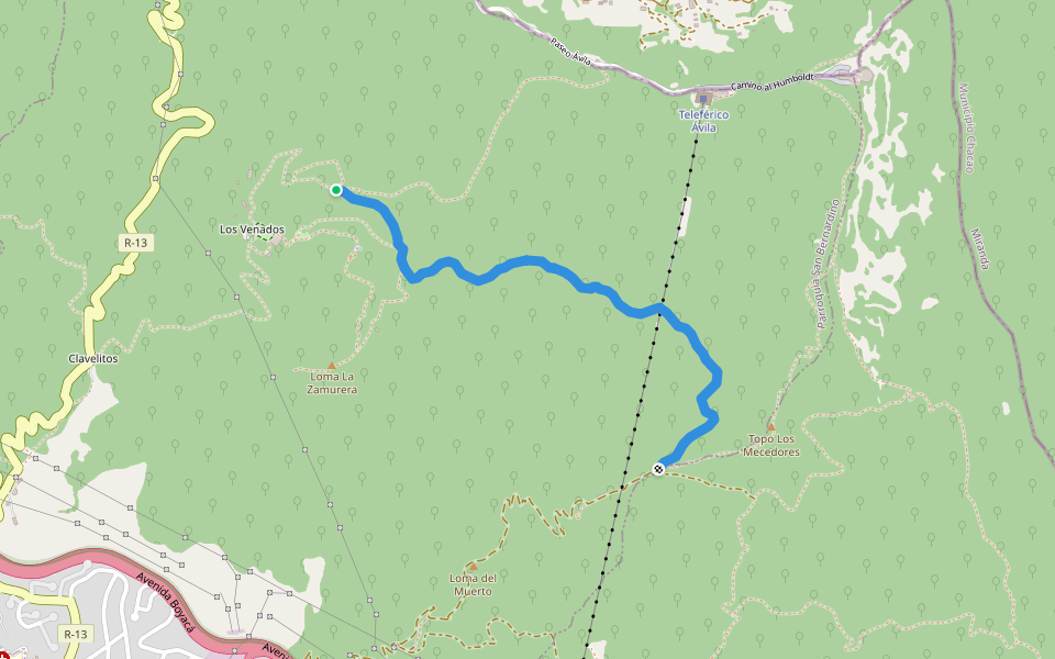 Sendero Los Venados - Papelón walking route map in Caracas