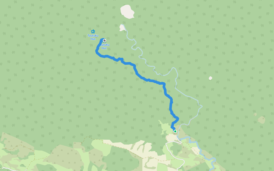 Tautuku Hut Track walking route map in Chaslands