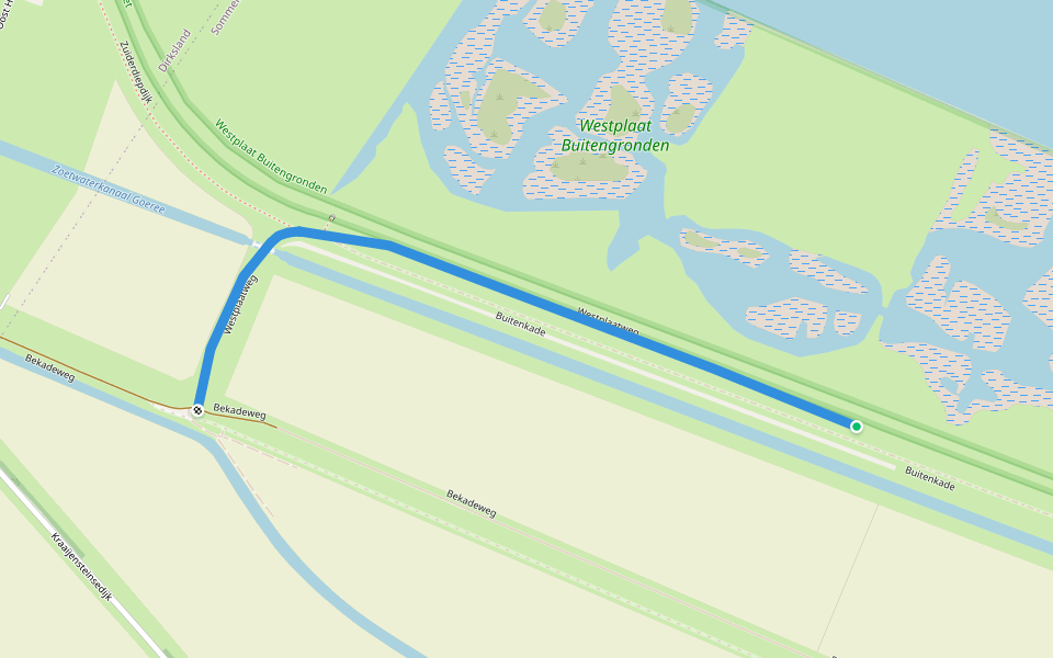 Westplaatweg walking route map in Dirksland