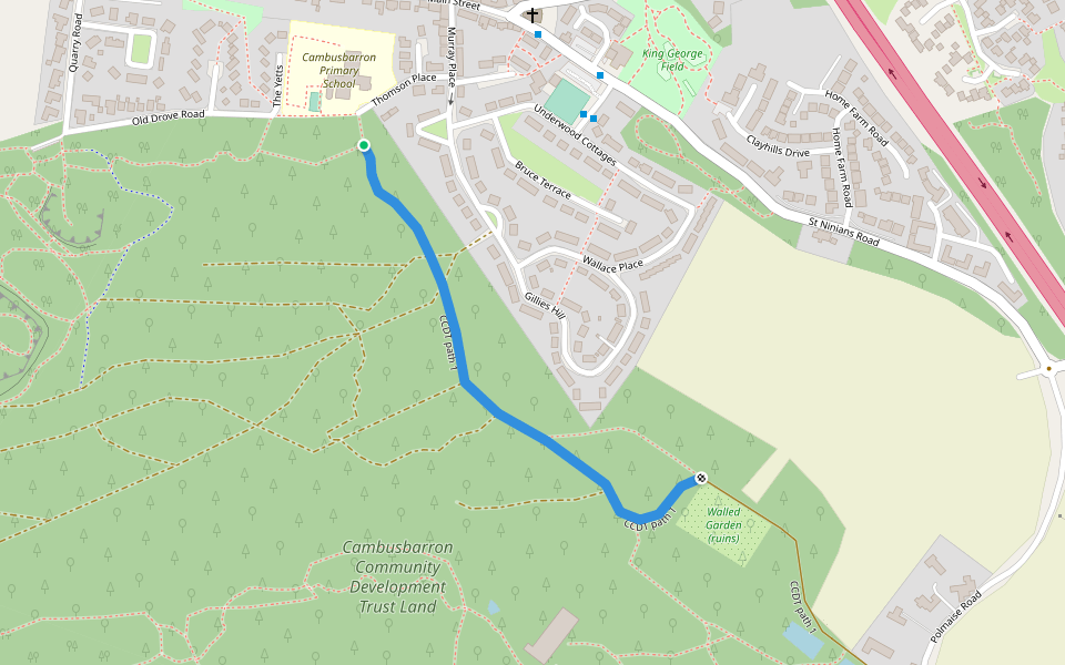 CCDT path 1 walking route map in Cambusbarron