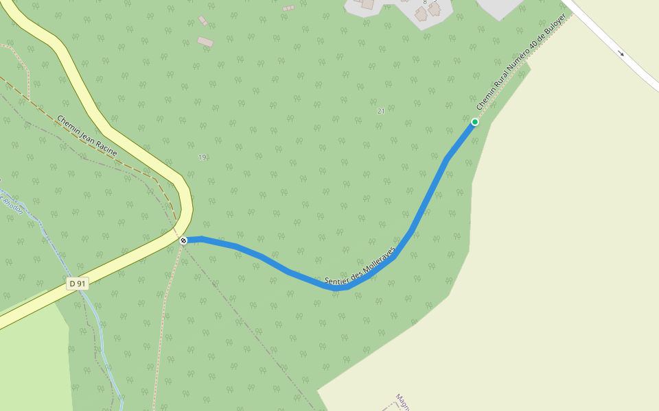 Sentier des Mollerayes walking route map in Magny-les-Hameaux