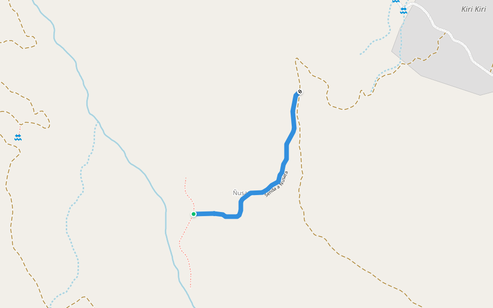 Senda a Ñusata walking route map in Cochabamba