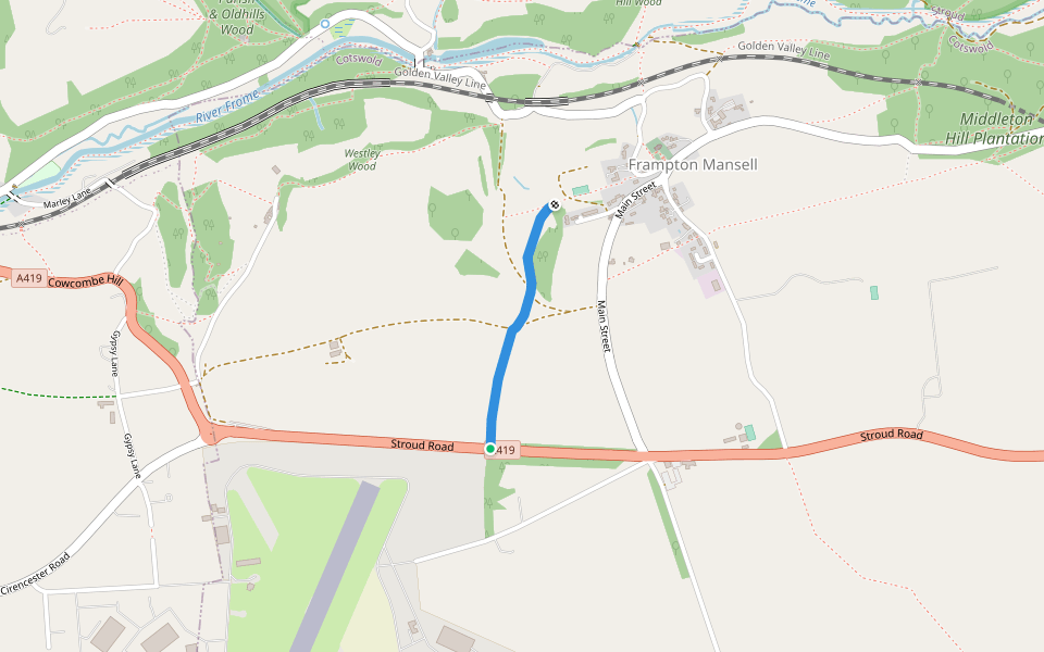 BSA7 walking route map in Frampton Mansell