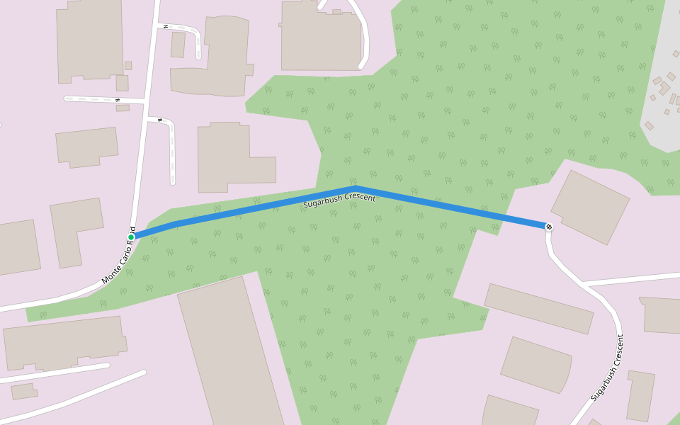 Sugarbush Crescent walking route map in Pinetown