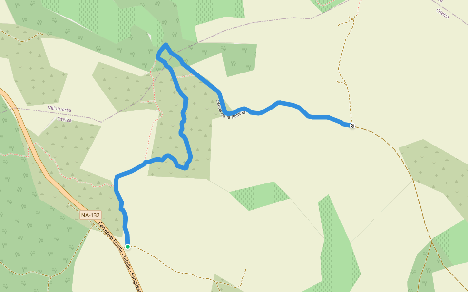 Senda de la Ballena walking route map in Oteiza