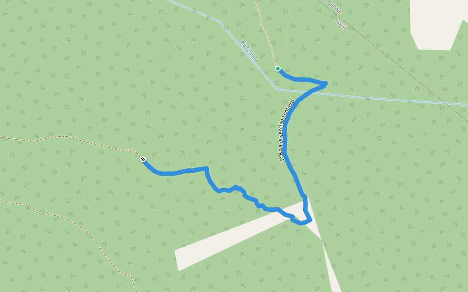 Traccia di vecchio sentiero walking route map in Forlini