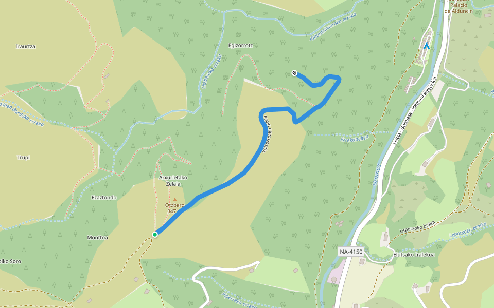 Egizorrozko bidea walking route map in Arano