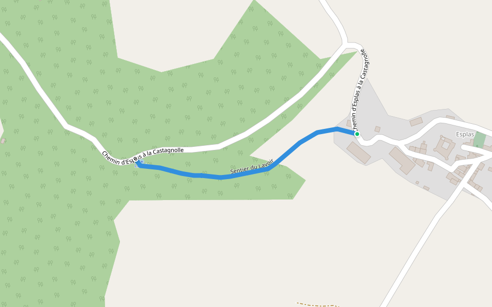 Sentier du Lavoir walking route map in Rebourguil