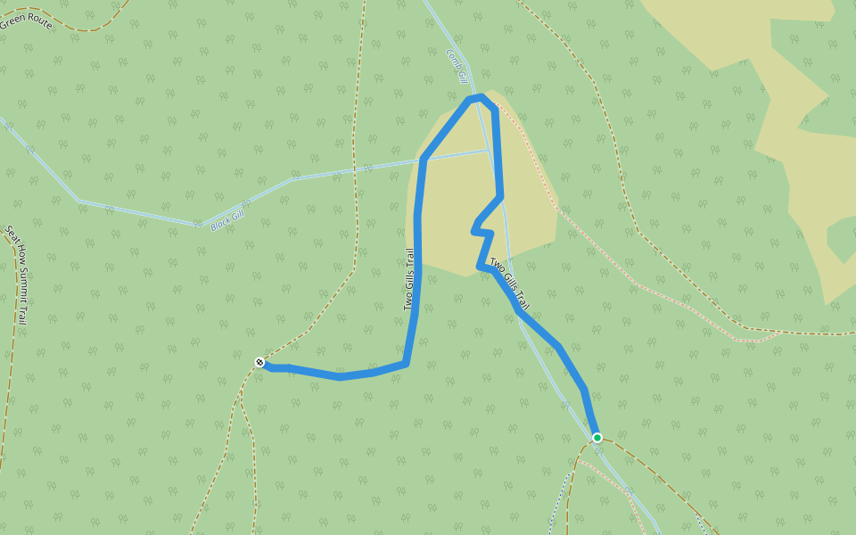 Two Gills Trail walking route map in Thornthwaite