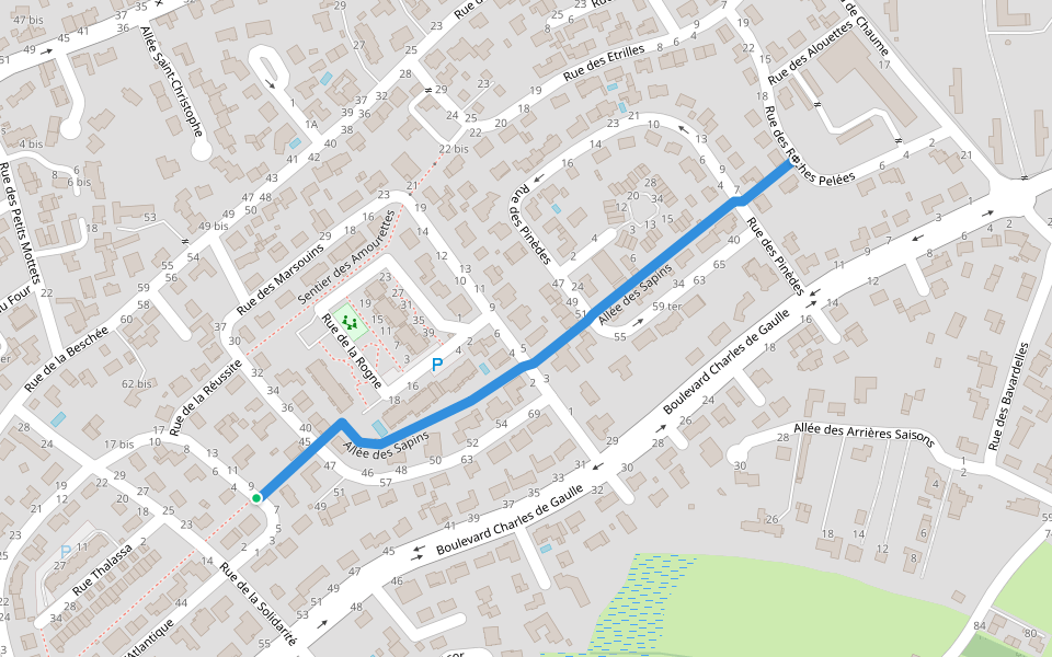 Allée des Sapins walking route map in Bretignolles-sur-Mer