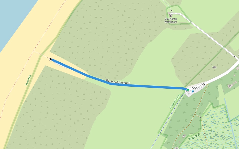Westhoofdduinpad walking route map in Ouddorp
