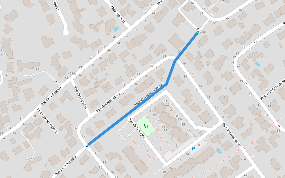 Sentier des Amourettes walking route map in Bretignolles-sur-Mer