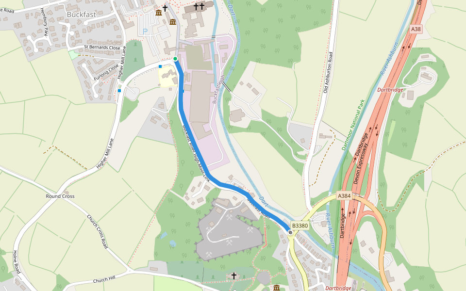 High Moor Link walking route map in Buckfast