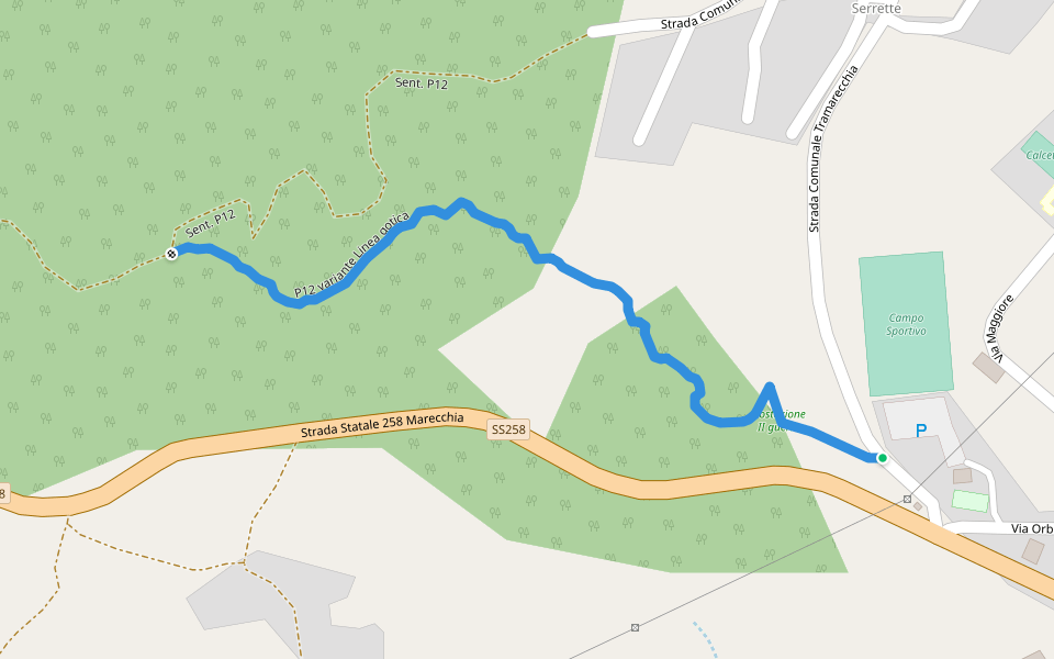 P12 variante Linea gotica walking route map in Badia Tedalda