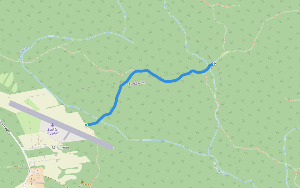 Bänkås Flygfält - Jaktstugan walking route map in Sundsvall