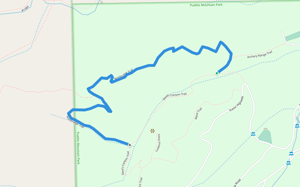 Northridge Trail walking route map in Beulah Valley