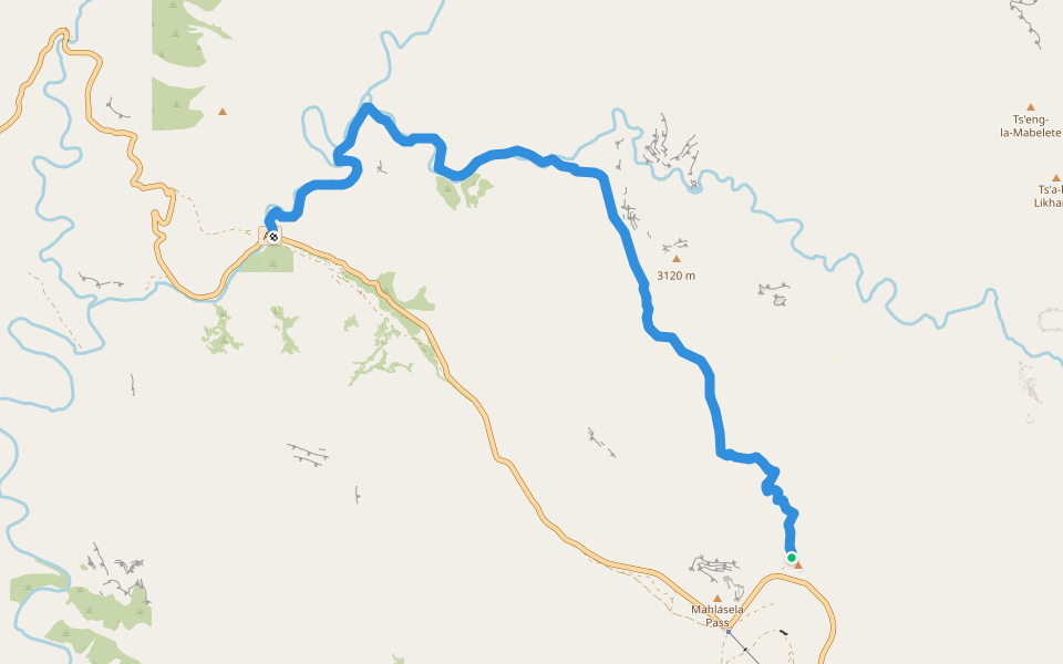 Black Mountain Pass Trail walking route map in Thakabannas Cattle Post