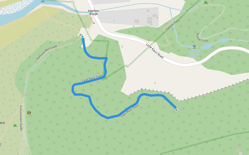 Cave Rock Track walking route map in Karekare