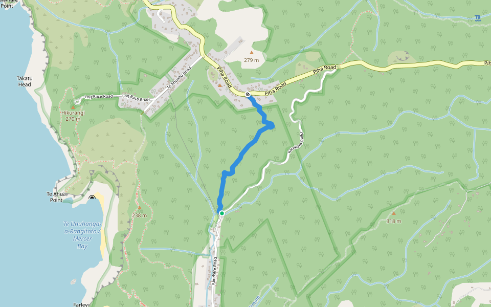 Horoeka Track walking route map in Karekare