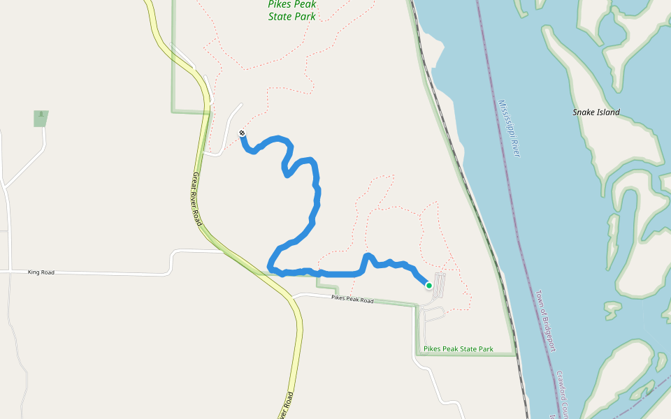 Weeping Rock Trail walking route map in McGregor