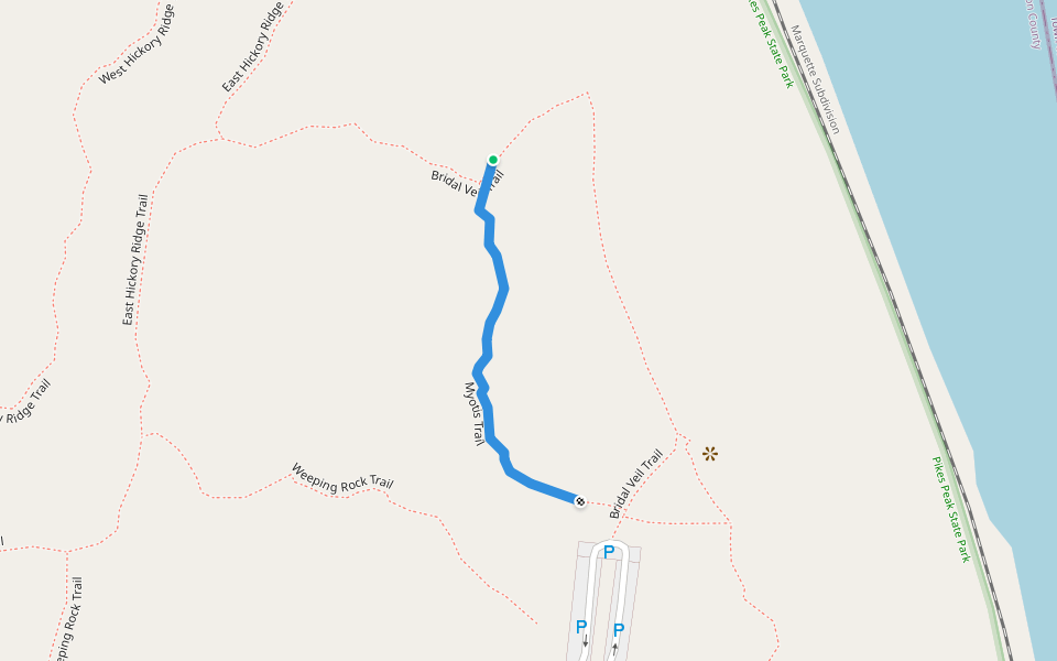 Myotis Trail walking route map in McGregor