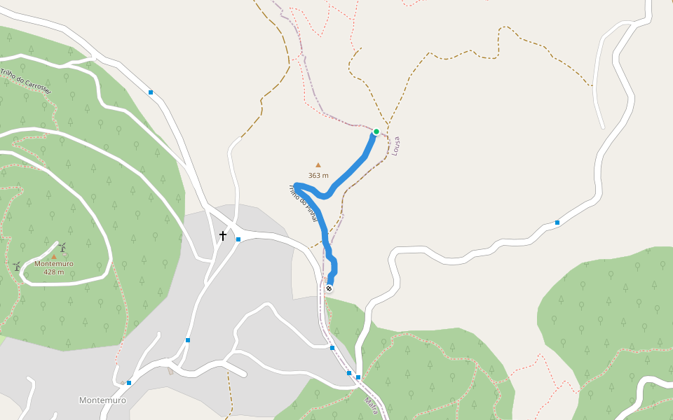 Trilho do Pinhal walking route map in Lousa