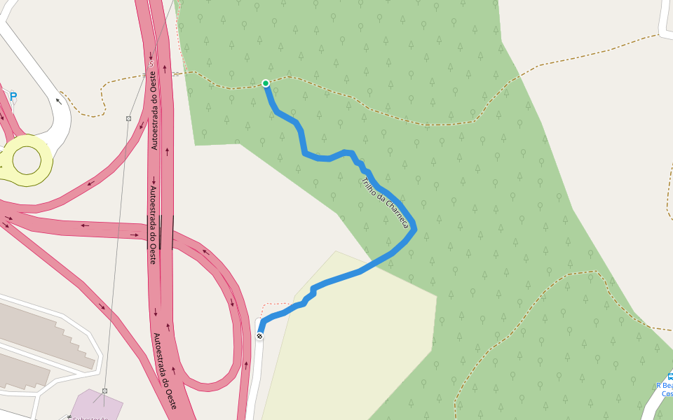 Trilho da Charneca walking route map in Venda do Pinheiro