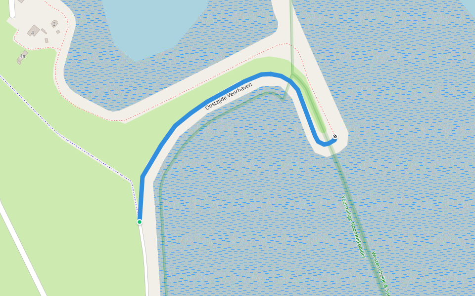 Oostzijde Veerhaven walking route map in Walsoorden