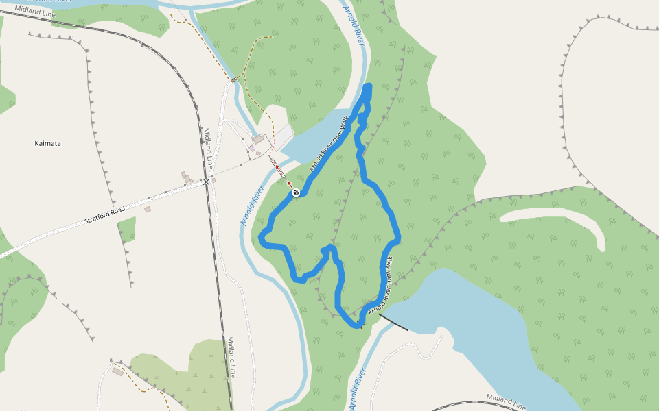Arnold River Dam Walk walking route map in Arnold Valley