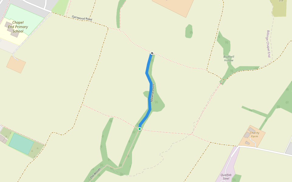 Malarial Pools walking route map in Billinge