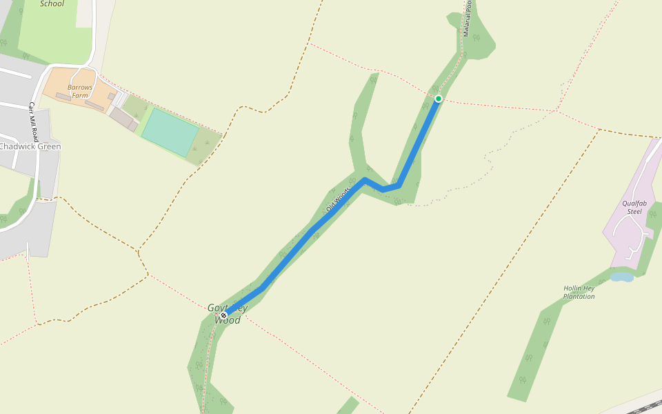 Old Woods walking route map in Billinge