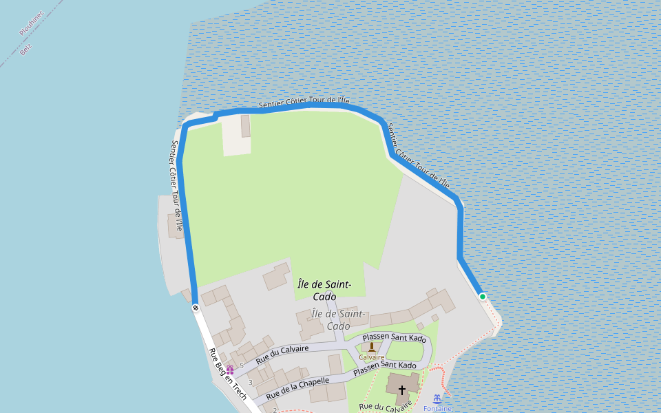 Sentier Côtier Tour de l’ile walking route map in Belz