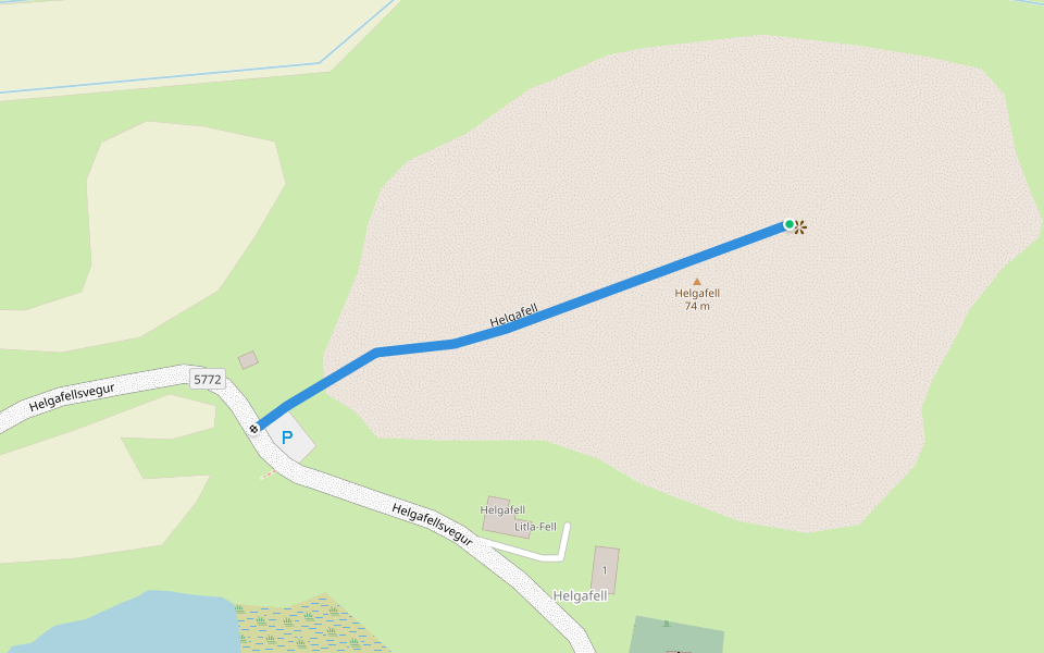 Helgafell walking route map in Helgafell