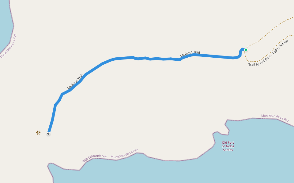 Lookout Trail walking route map in Todos Santos