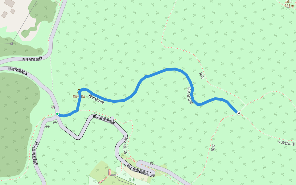 根本登山道 walking route map in Sagamihara