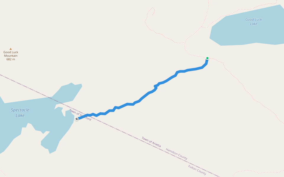 Spectacle Lake Trail walking route map in Piseco
