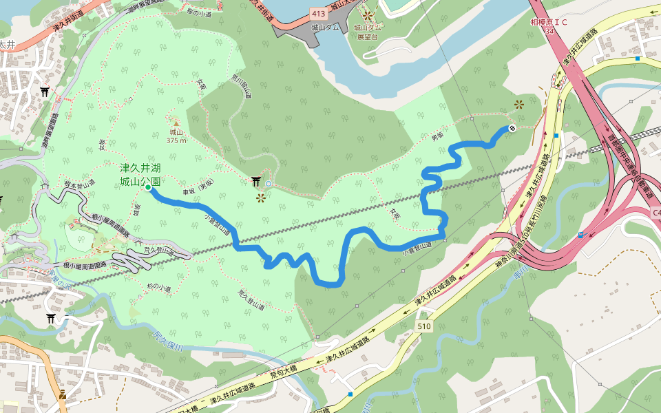 小倉登山道 walking route map in Sagamihara