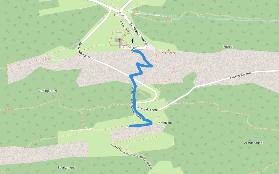 Senda a San Miguel Ibilbidea walking route map in Uharte-Arakil