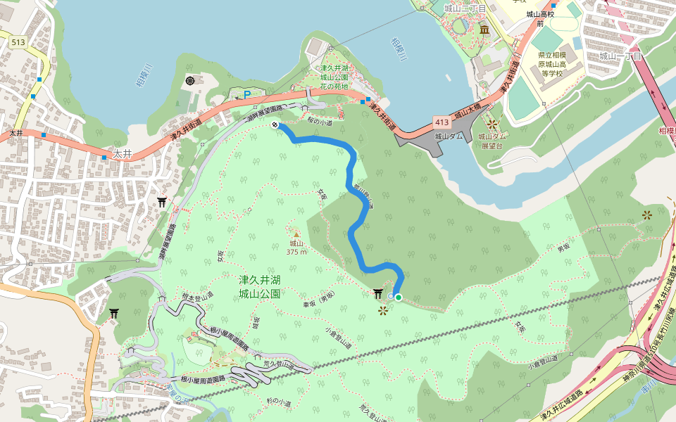 荒川登山道 walking route map in Sagamihara