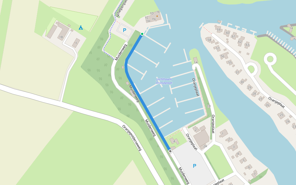 Muidenweg walking route map in Arnemuiden