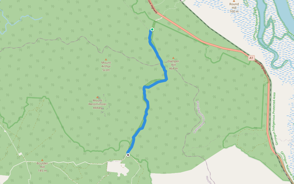 Dalrymple Gap Walking Track walking route map in Dalrymple Creek