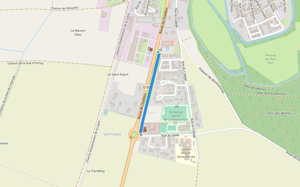 Promenade du Val Pingré walking route map in Châteauvillain