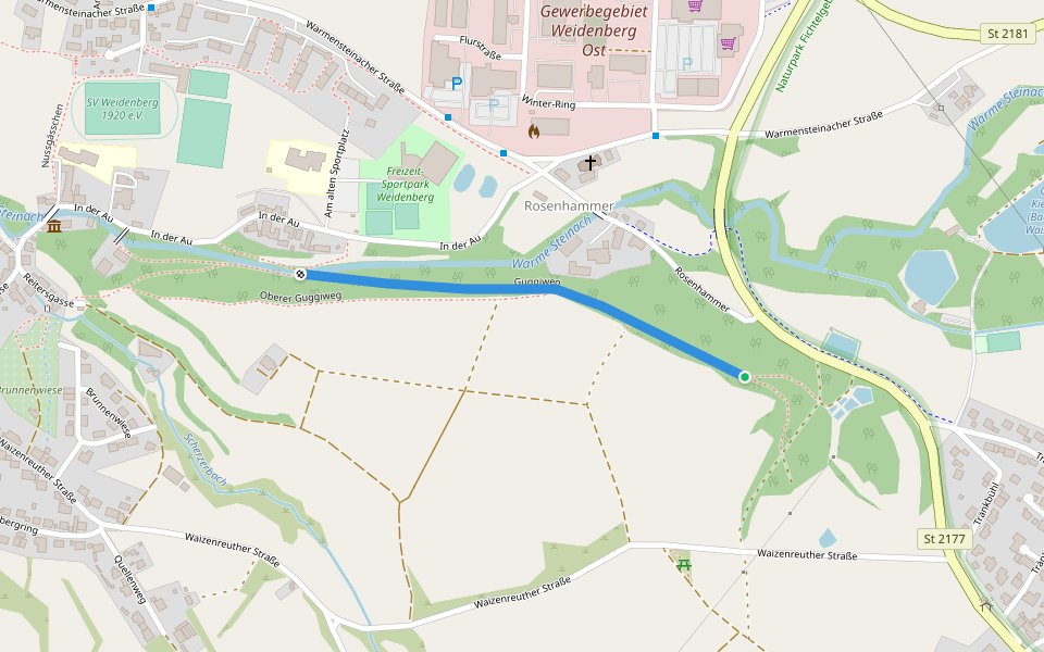 Guggiweg walking route map in Weidenberg