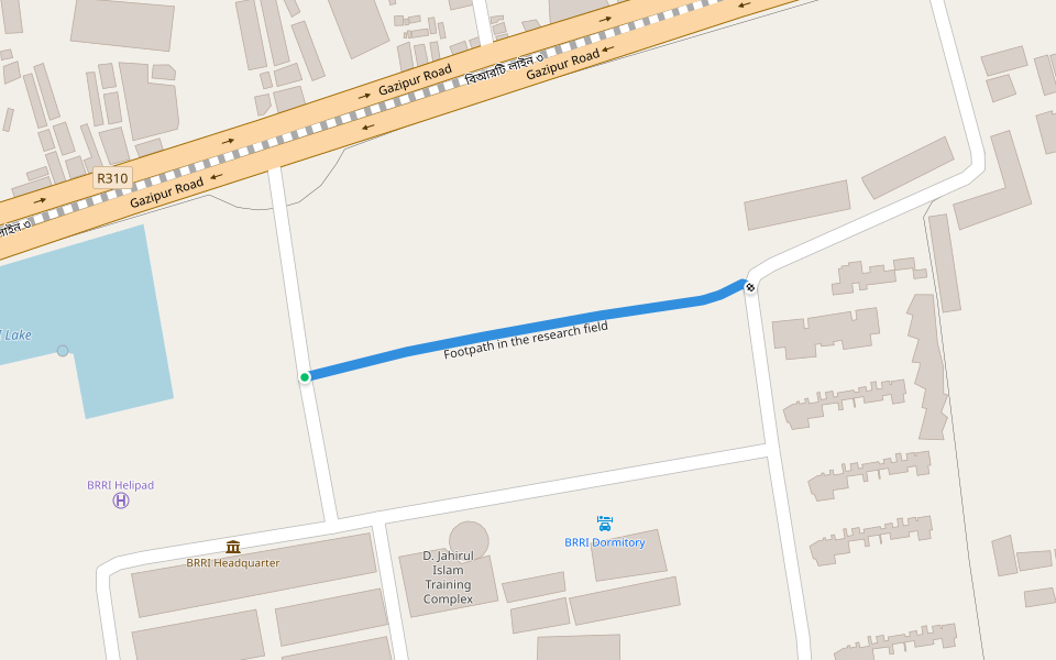 Footpath in the research field walking route map in Gazipur