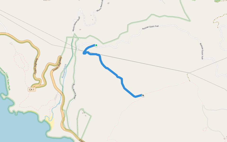Russian Gulch Trail walking route map in Jenner