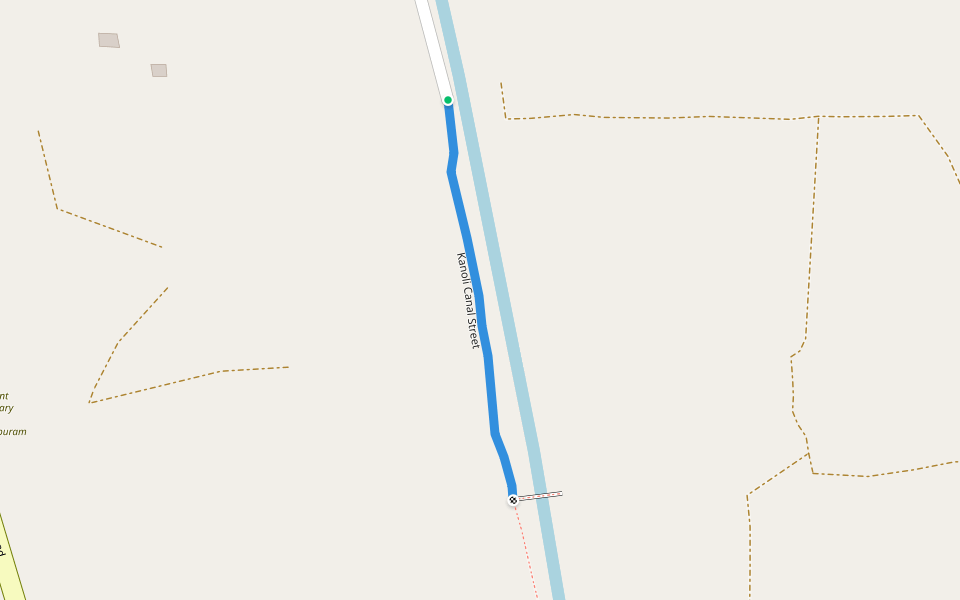 Kanoli Canal Street walking route map in Tirur